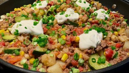 Tex-Mex Ground Beef and Potato Skillet