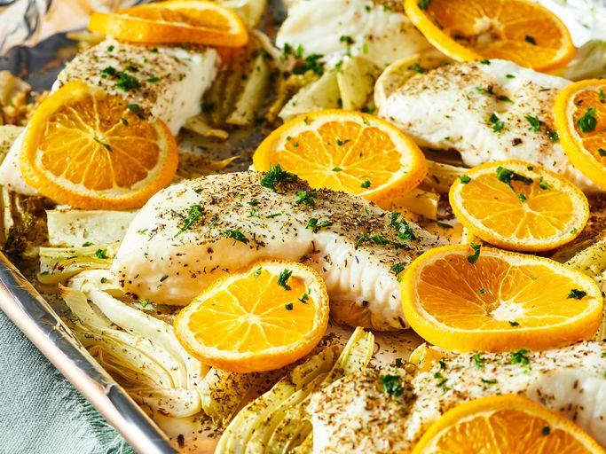 Sheet Pan Halibut with Orange and Fennel