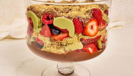 Dubai Chocolate Berry Trifle